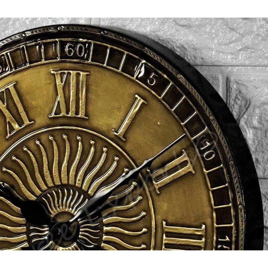 Настенные часы из дерева и латуни ручной работы / 12 дюймов (30 см) / Чистая латунь