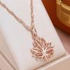 Gold Color Maple Leaf Pendant Fashion Women Necklace Elegant Wave Chain Jewelry