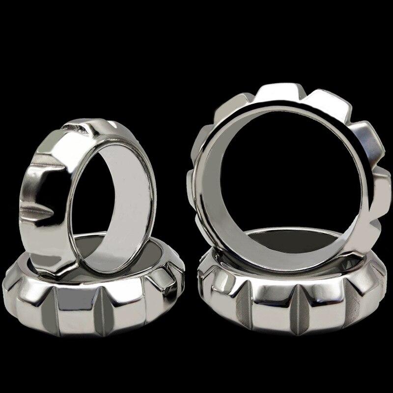 Men's Metal Penis Exerciser Stainless Steel Chastity Lock Rings Adult Sex Toys Cock Ring Sexy Torture Slave