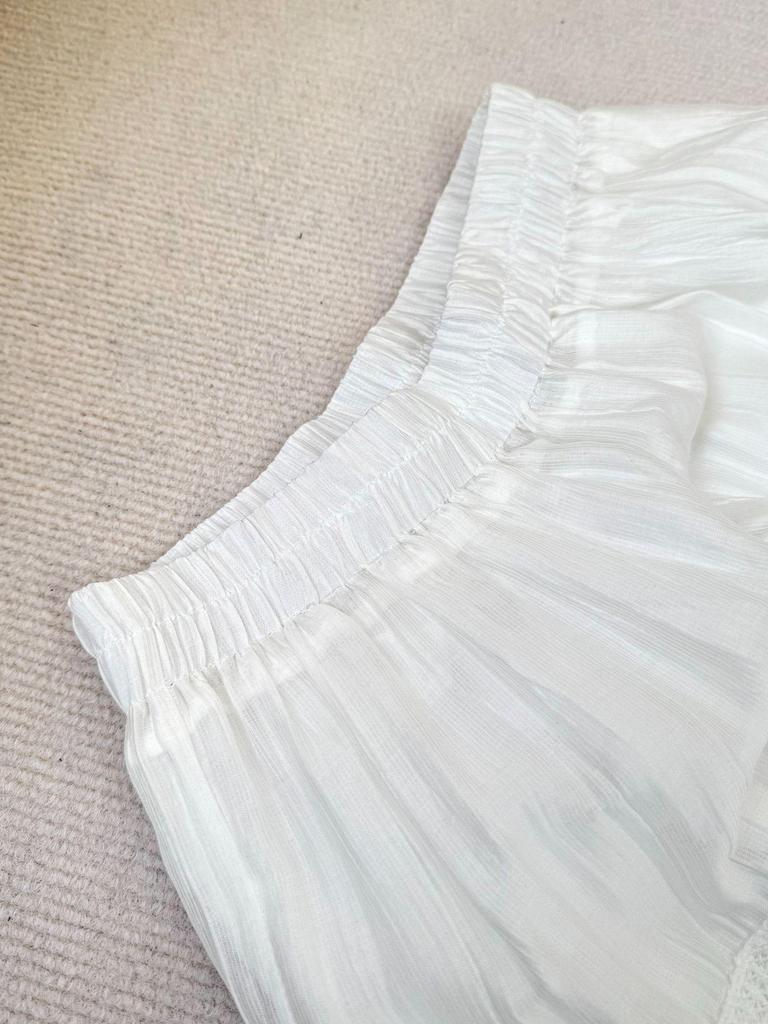 Юбка-миди А-силуэта в корейском стиле с кружевной отделкой 2026 - С высокой талией, многоярусный дизайн "торт"