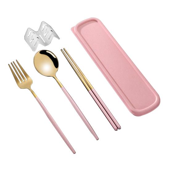 Набор столовых приборов в корейском стиле, пыленепроницаемые палочки для еды из нержавеющей стали, вилка, ложка, обеденный набор для ежедневного использования