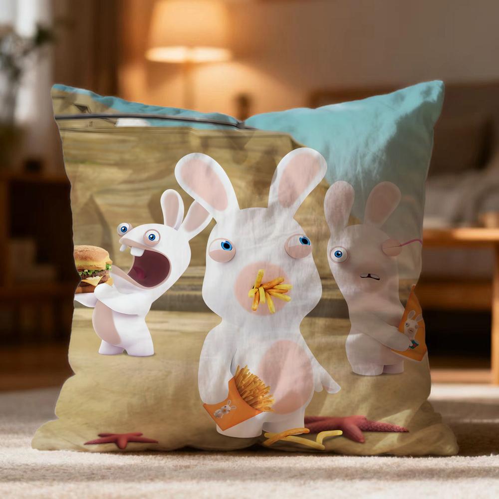 Popular R-RRabbids Invasion Cushion Cover Soft Washable Pillow Case Multi-Scene for Couch Bed Travel Office Use