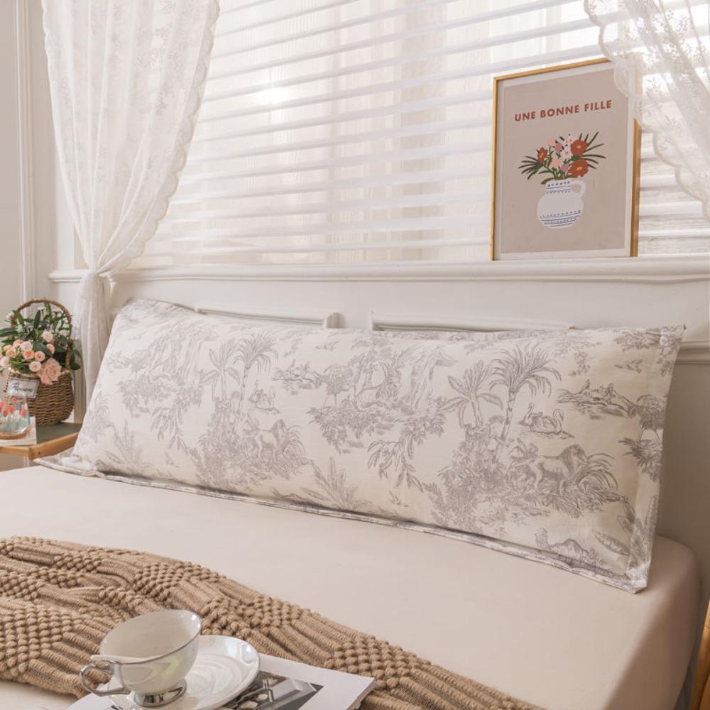 Rectangular Pillow Cover Skin-friendly Long Pillow Case Flower Couple Pillowcase  King Size Bed