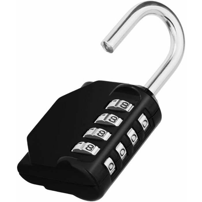 Combination Padlock - YYV - 4 Digits - Black - Weatherproof - Ideal for Lockers