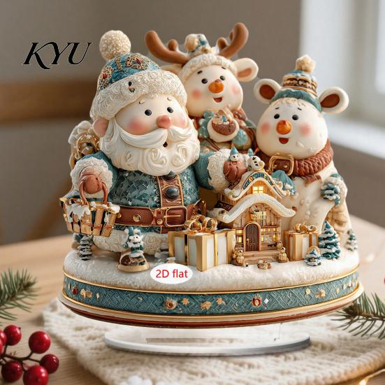 Christmas Tree Decorations Candle Ornament, 2D Flat Acrylic Ornament with Base, Unique Presents Snowman Reindeer Festive Table Centerpiece for