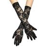 Women's Long Lace Gloves Big Flowers All Finger Cuff Dark Sexy Cool Dress