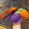 Eggplant Vegetable Keychain Carrot Car Keyring Cute PU Leather Bag Pendant  Girl/Boy