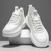 2024 Spring Men's Breathable Trendy White Sneakers with Height-Boosting Thick Soles for Casual and Sporty Style