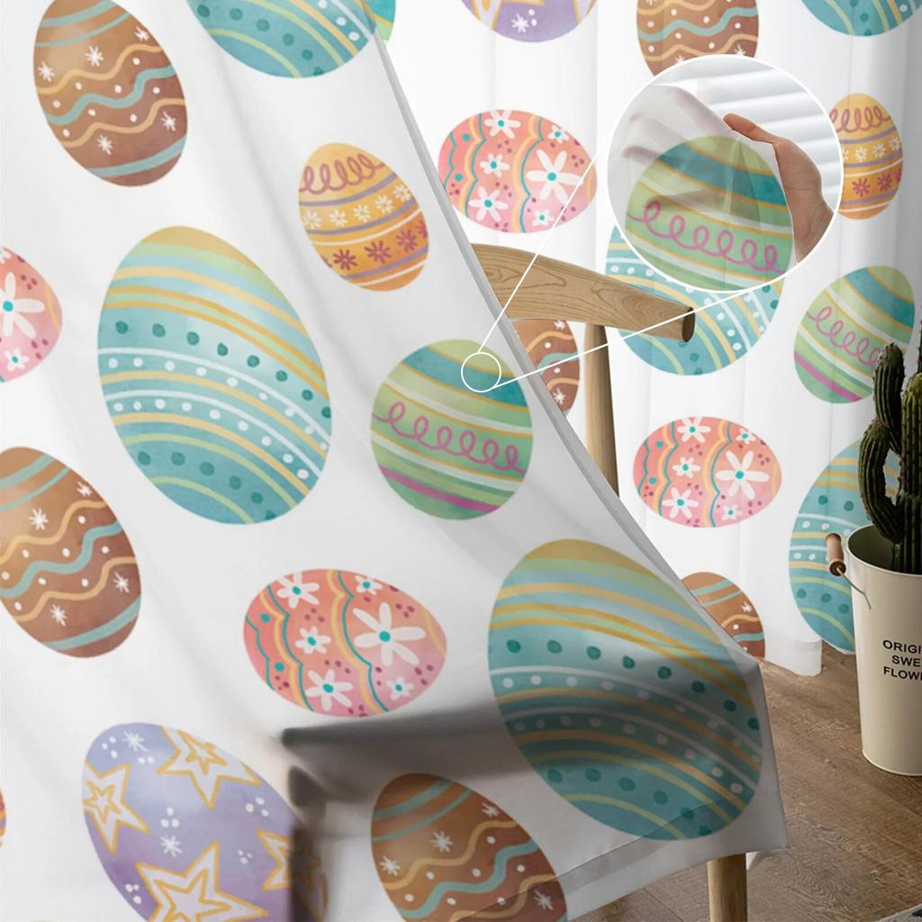 Пасхальные яйца фестивали тюлевые шторы для гостиной спальни вуаль прозрачная занавеска на окно домашний декор шторы