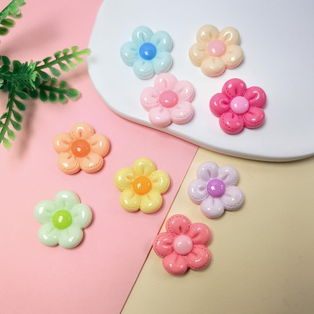 100Pcs/Lot 23MM Pastel Candy Color Daisy Flowers Flatback Resin Cabochons Embellishments for Scrapbooking Nail Art Decoration