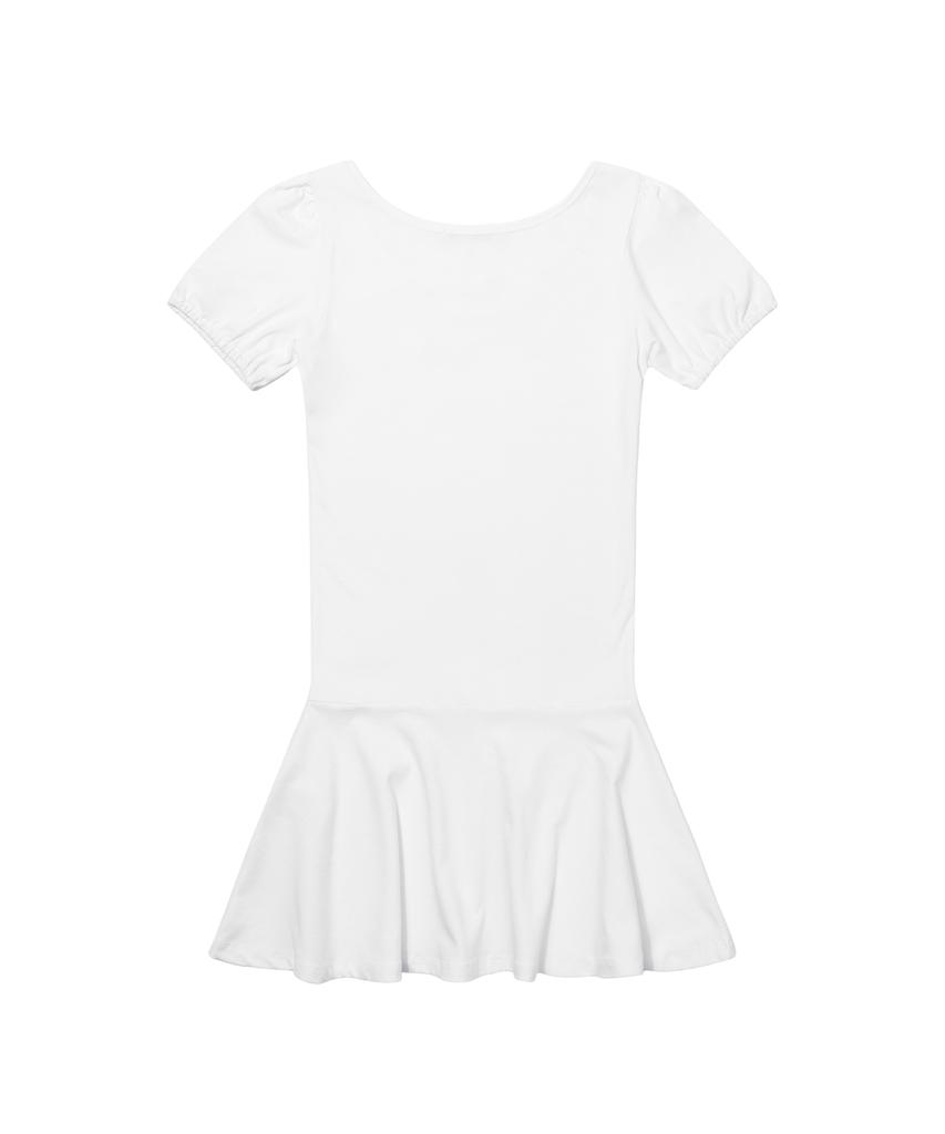 Fancy Club Cotton Flare Mini Dress (White) F26Qd062