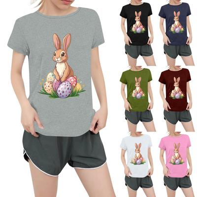 Женская повседневная футболка с круглым вырезом и короткими рукавами с принтом