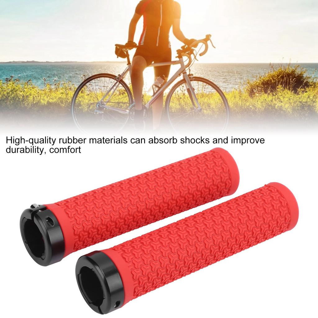 Mountain Bike Handlebar Single Locking Grips Shock Absorbing Rubber Grips