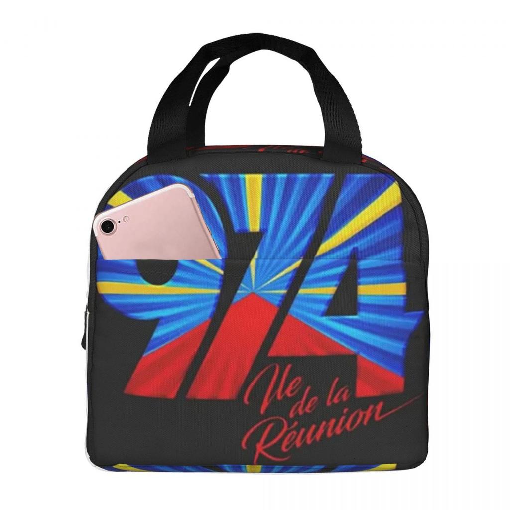 974 Reunion Island Flag Insulated Lunch Bag for Women Office Cooler Thermal Food Box Tote Leakproof Lunch Boxes Container