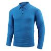 Spring Autumn Men's Stretch Long Sleeve T Shirt Lapel Casual Solid Color Buttons Polo Shirts Men Sportswear Tops