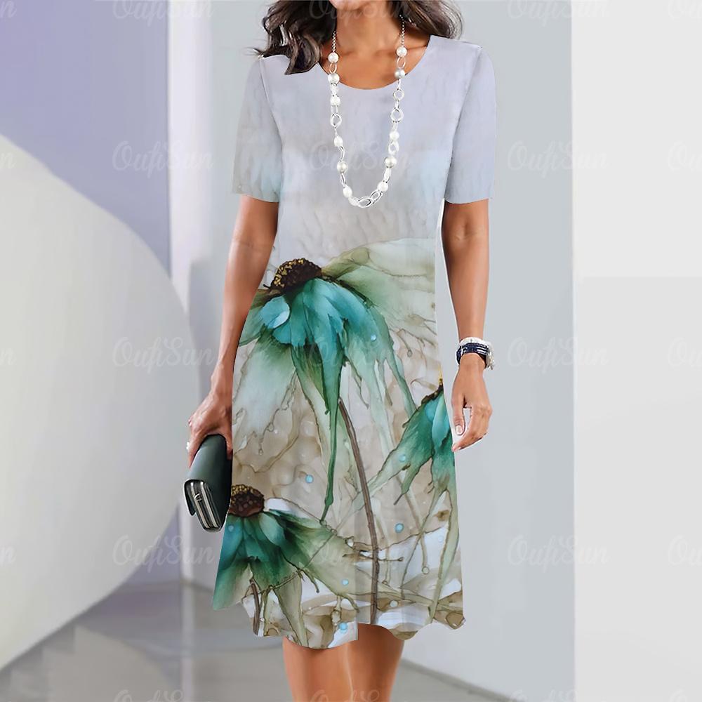 New Women's Dresses Leaf 3D Print Elegant & Beautiful Dresses Fashion Plus Size Women's Dressess