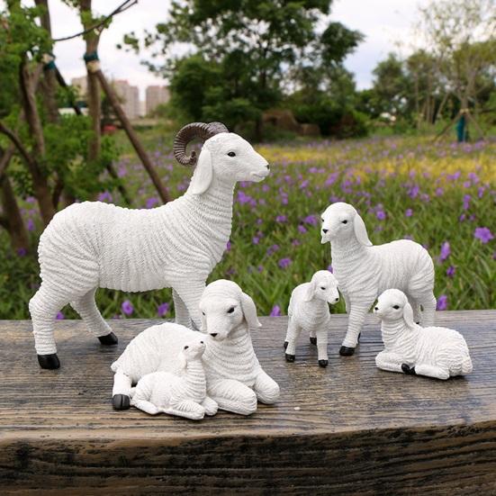 Фигурка ягненка из смолы, статуэтка семьи маленьких овец, деревенская скульптура животных для сада фей, двора, патио, декор для ландшафтного дизайна