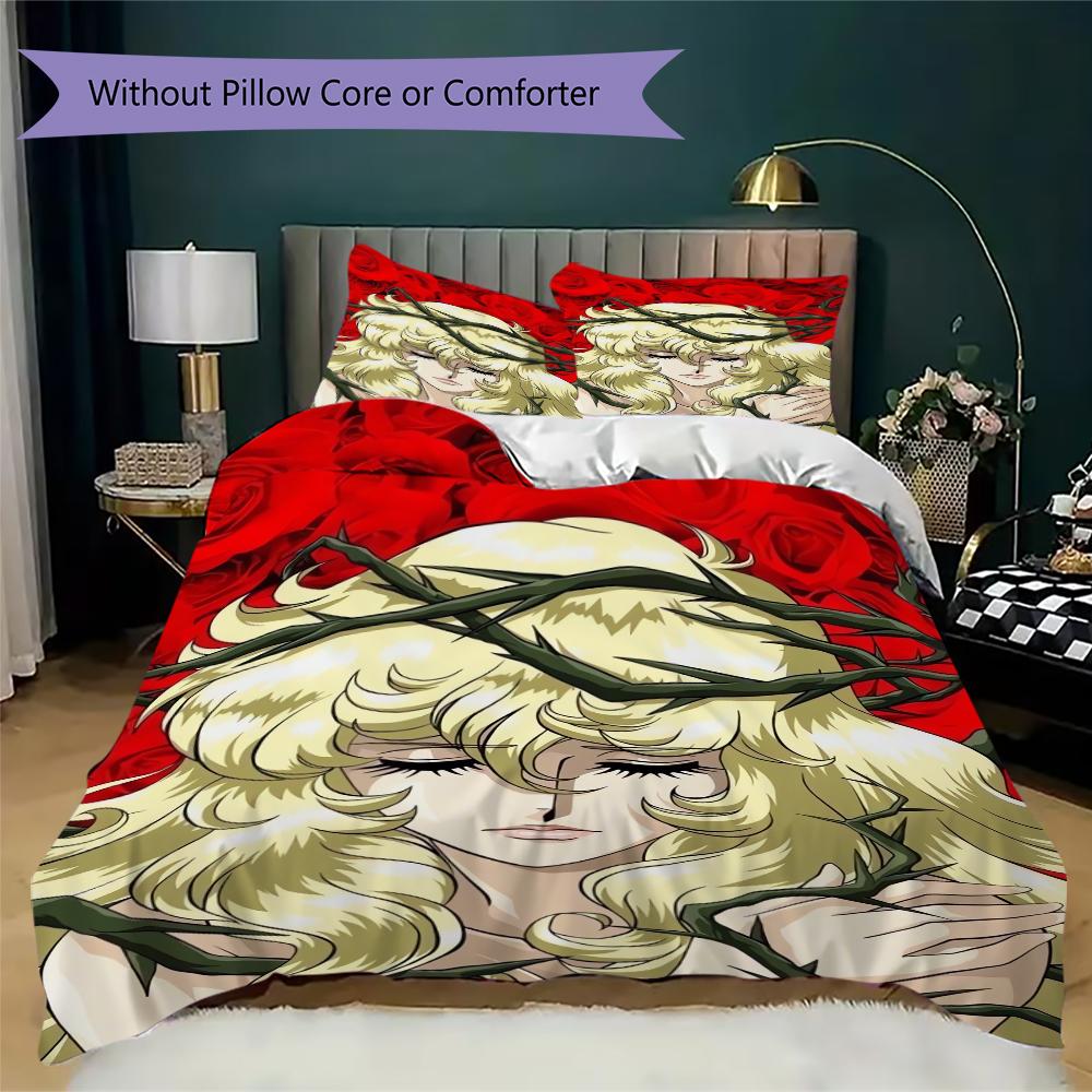 Versailles Rose Love Pattern Bedding uilt Set uilt Cover Pillowcase Home Decoration Birthday Gift (1 * duvet cover + 2 * pillowcase without core)240