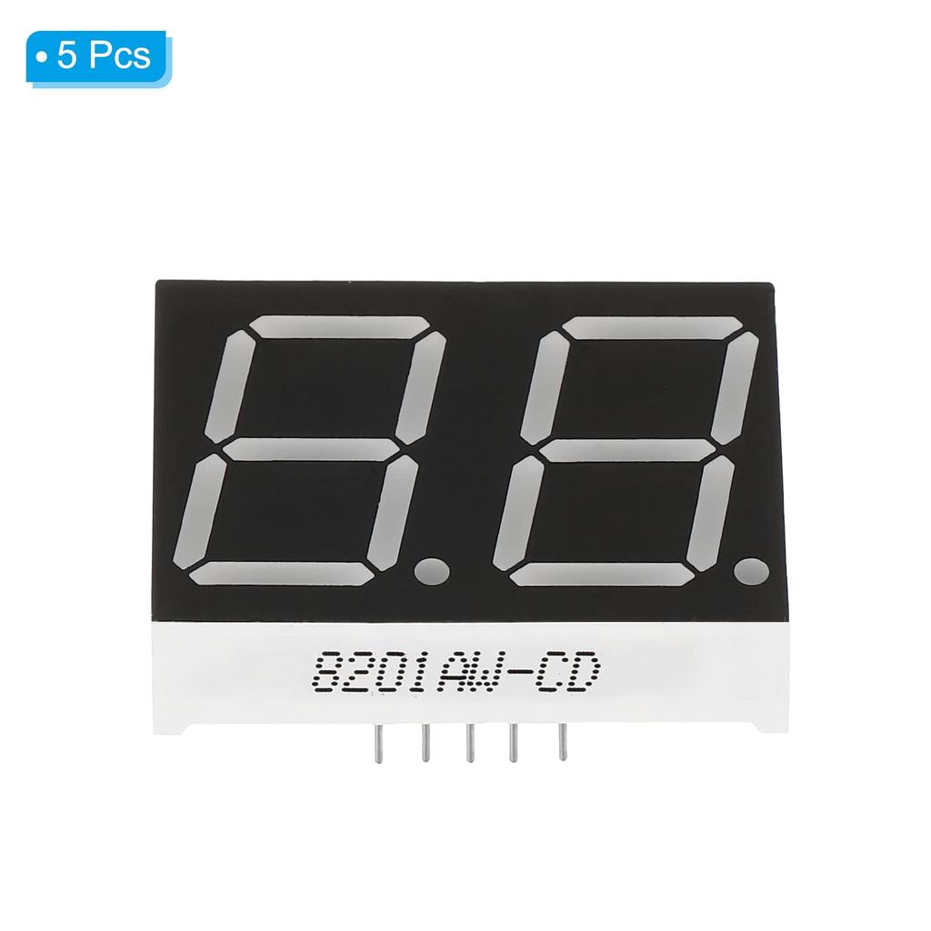 PATIKIL 5 шт. Светодиодный цифровой дисплей с общим катодом для электронного драйвера, модуль светодиодного дисплея, 7-сегментный, 10-контактный, 2-разрядный, 3,3 В, лампы, платы,