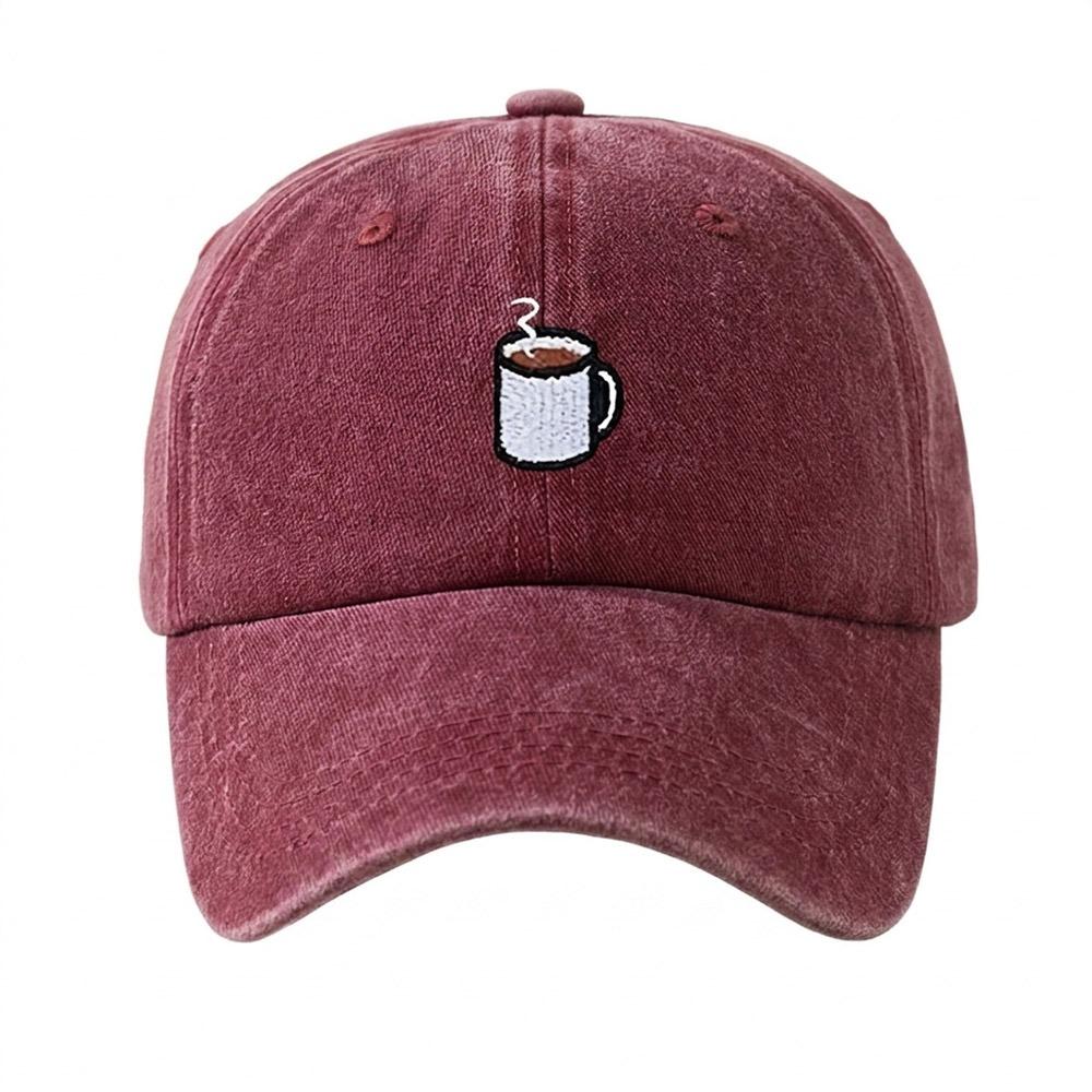 Embroidered Coffee Cup Baseball Cap Hip Hop Sun Hat Retro Distressed Baseball Cap  Unisex