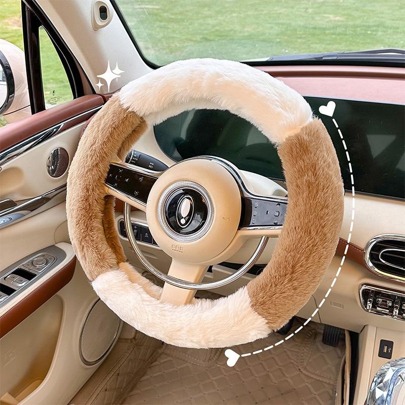 Winter Long Plush Car Steering Wheel Cover Universal Fit For 38cm