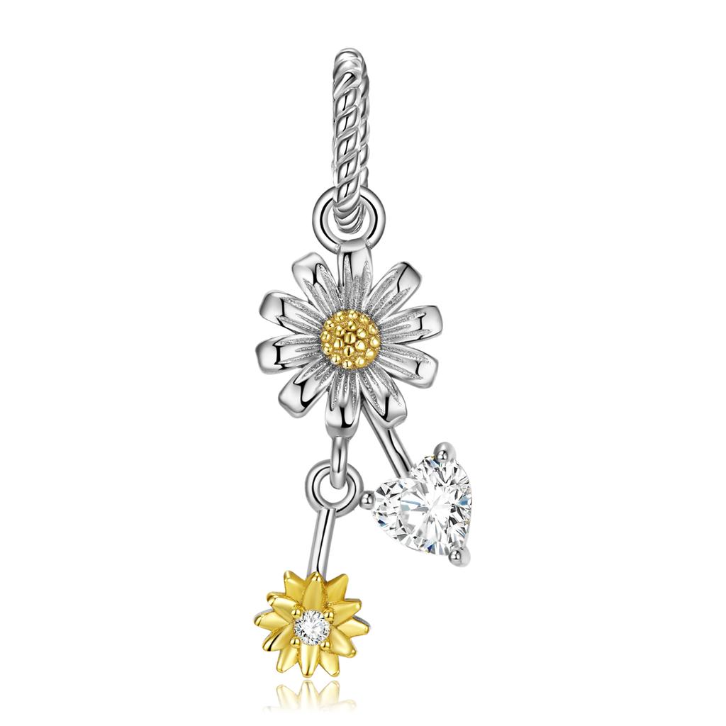Elegant 12 Birth Flowers Charm Pendant Authentic 925 Sterling Silver Zirconia Beads for Women Fine Jewelry Charm Bracelets Christmas Flower Pendant
