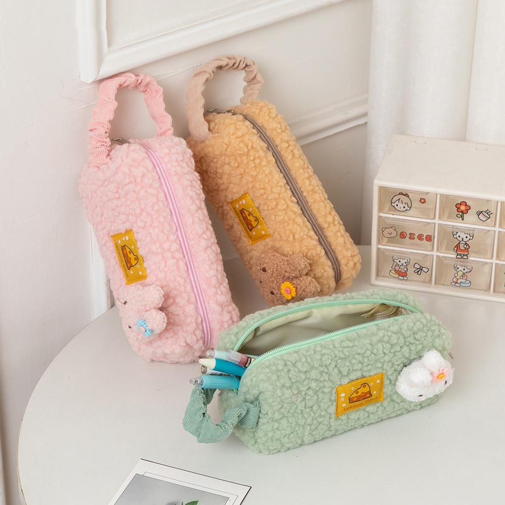 Rabbit Plush Cartoon Pencil Case With Large Storage For Students School Gift