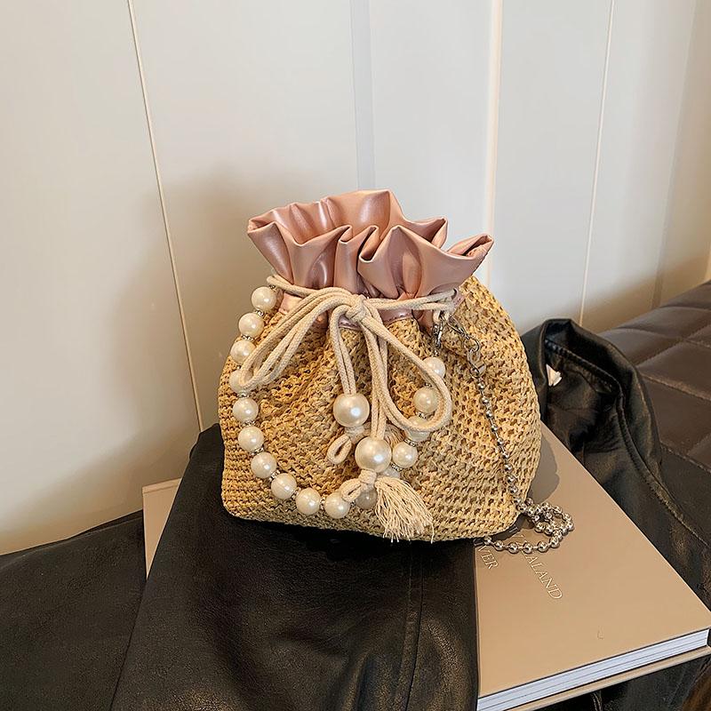 Маленькая сумка из ткани Grass, усовершенствованная сумка Pearl Sensation, открывающаяся через шнур, универсальная, модная, с хорошим обзором, сумка на цепочке через плечо