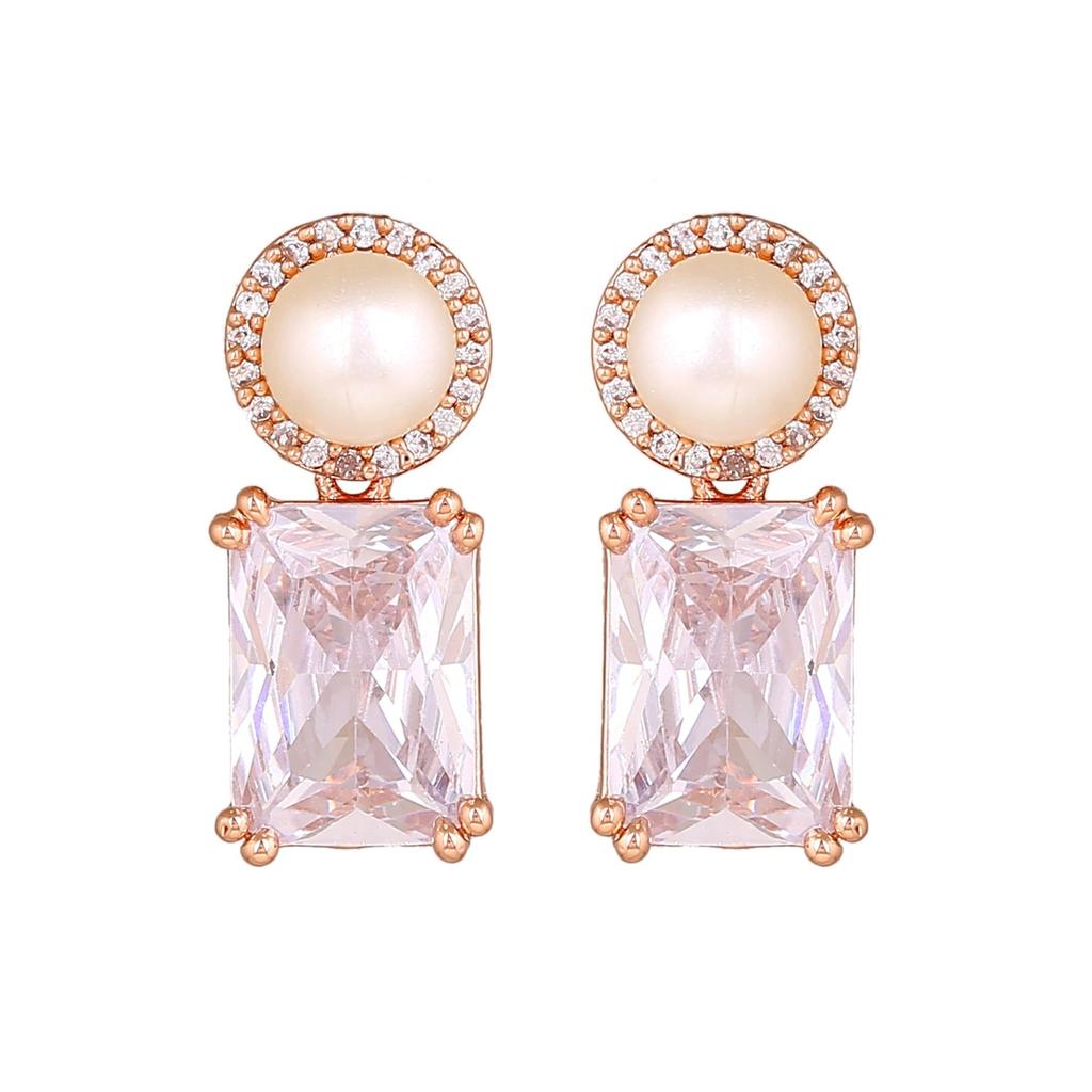 Милые женские серьги Estele с покрытием из розового золота и CZ