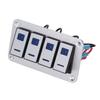 4 Gang Rocker Switch Panel 5Pin ON OFF SPST Blue Backlight Pre Wired Aluminum Alloy for Cars RVs Buses Trailers UTV