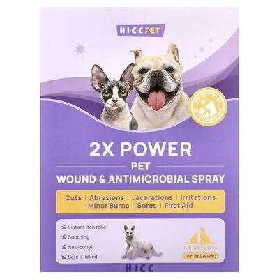 HICC Pet, Спрей для ран и антибактериальный для питомцев, 2X сила, для собак и кошек, 296 мл (10 жидких унций)