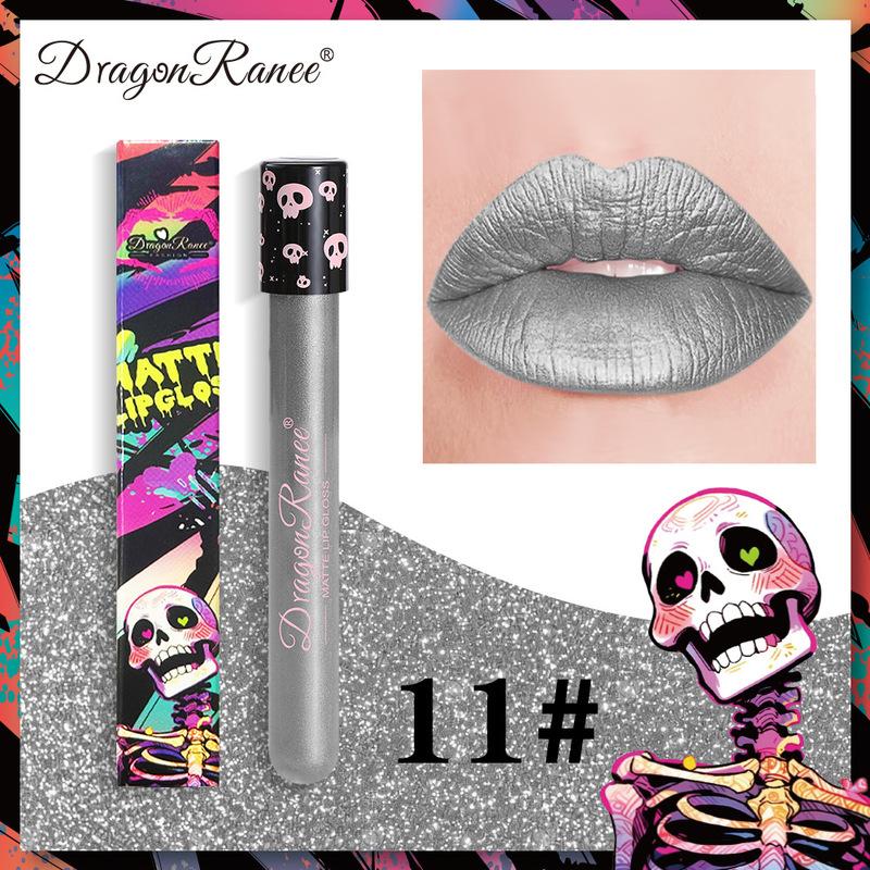 12 Color Halloween Lip Gloss Makeup Black Green Purple Lipstick Christmas Tint Moisturizer Waterproof Matte Lipstick Lip Pigment