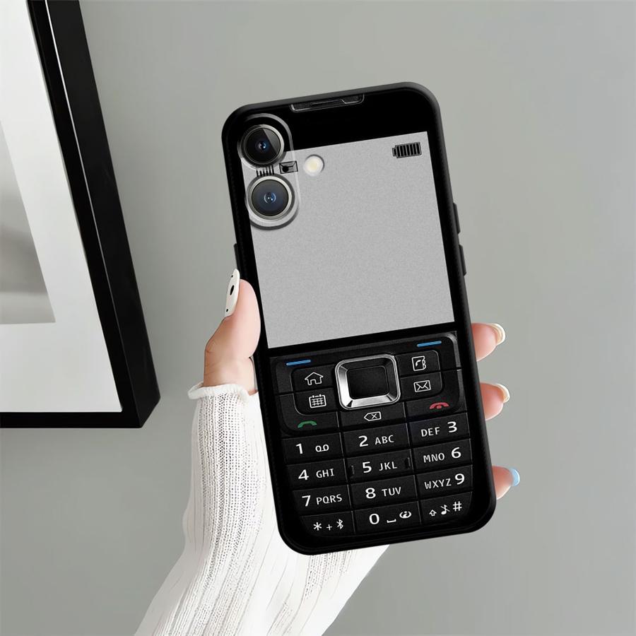 Черный Мягкий Чехол для Телефона для iPhone XR 15 16 14 Plus 13 12 11 17 Pro Max 7 8 XS Max 17Air Ретро Модель Телефона