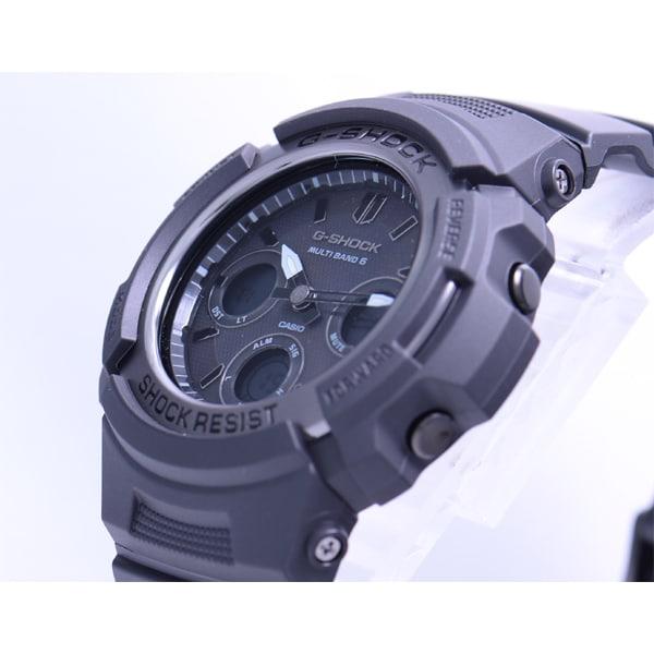 Casio G-SHOCK AWG-M100SBB-1AJF [ALL BLACK] Круглые часы из черной нержавеющей стали с цифровым и аналоговым циферблатом