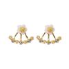 Women Cute Daisy Shape Rhinestone Inlaid Ear Jacket Earrings Party Jewelry Gift