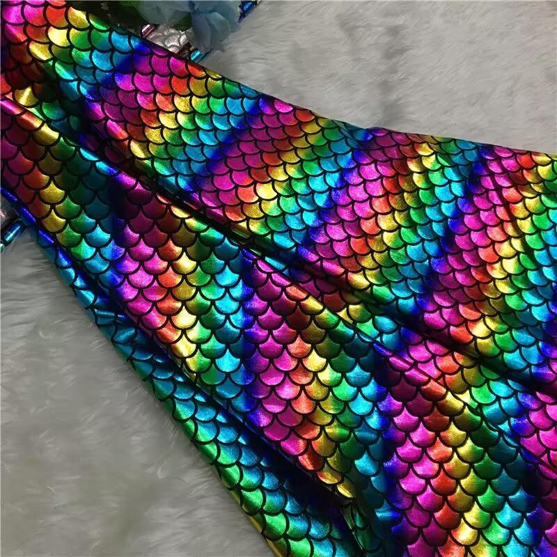 Ткань с блестками под рыбью чешую, эластичная, для DIY, костюмов для сценических выступлений, украшения свадебной вечеринки, шитья, ткани для купальника русалки