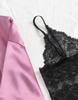 European Luxury V-neck Satin Pajama Set: Lace Cami, Five-Point Sleeve Robe, Four Pieces