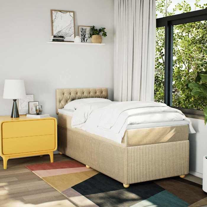 Maison Exclusive - Sommier à lattes de lit avec matelas Crème 100x200 cm Tissu