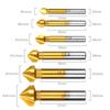 90 Degree Three Blade Full Grind Chamfer Cutter for Hole Enlargement Deburring Spot Facer Drill 6pc Woodwork Drill Bit Tool Set