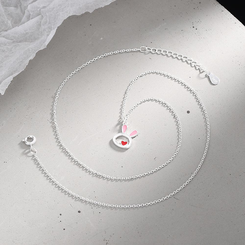 Epoxy Heart Cutout Rabbit Necklace - Cute Design