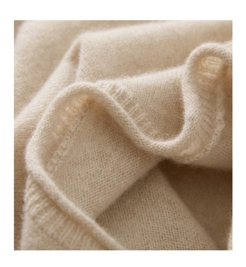 Roll-Edge Round Neck 100% Cashmere Women's Loose Knit Five-Sleeve Top - Autumn/Winter Collection