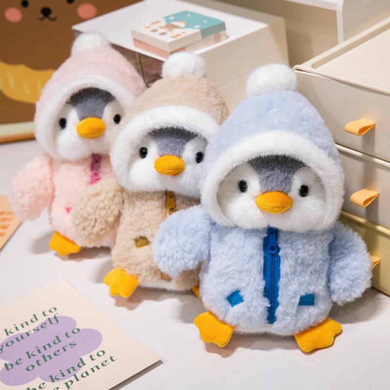 Neue süße Pinguin Plüschtier Baby beruhigende Schlafpuppe Flauschiger Pinguin trägt Kleidung Hüte Stofftier Kissen Geburtstagsgeschenk