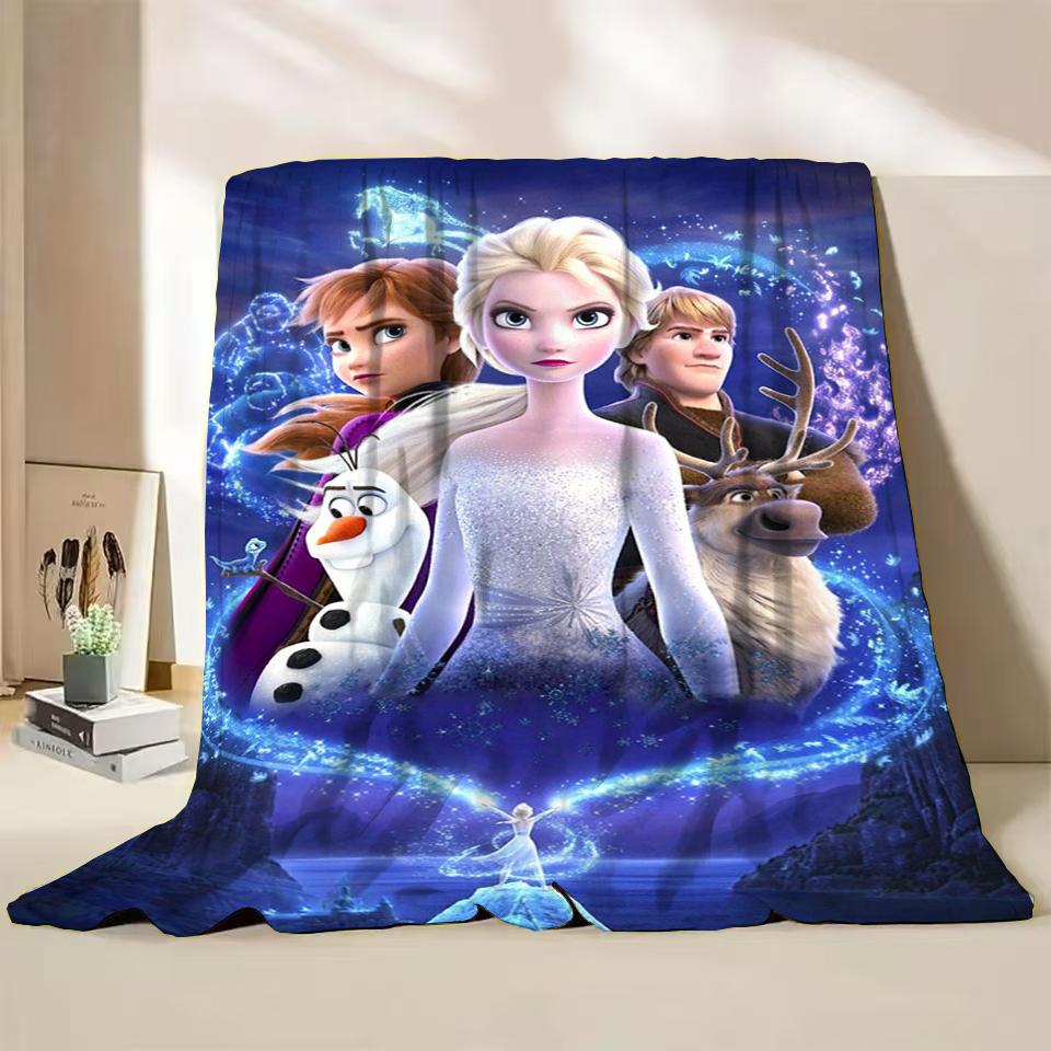 Disney Frozen Elsa Princess Childrens Adult Soft Flannel Blanket Fluffy Baby Plush for Bedroom Travel Office Cover Warm Blankets