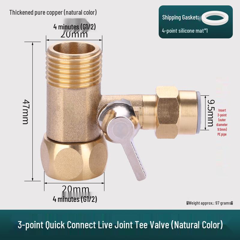 All-Copper 4-Point to 3/2-Point Water Purifier Ball Valve for Direct Drinking Machines