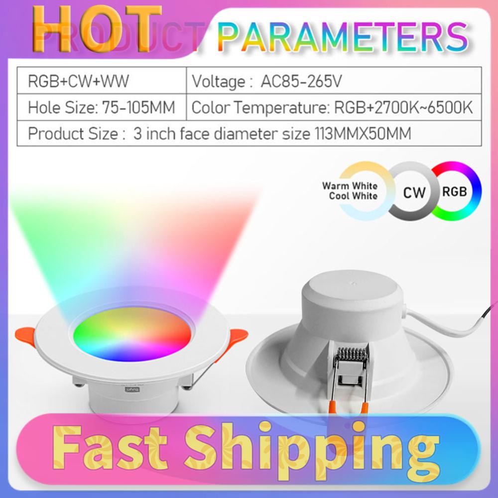 10 Вт умный светодиодный светильник, совместимый с Bluetooth, RGB, умный прожектор, 2700K-6500K, круглая панель для гостиной, спальни, декора