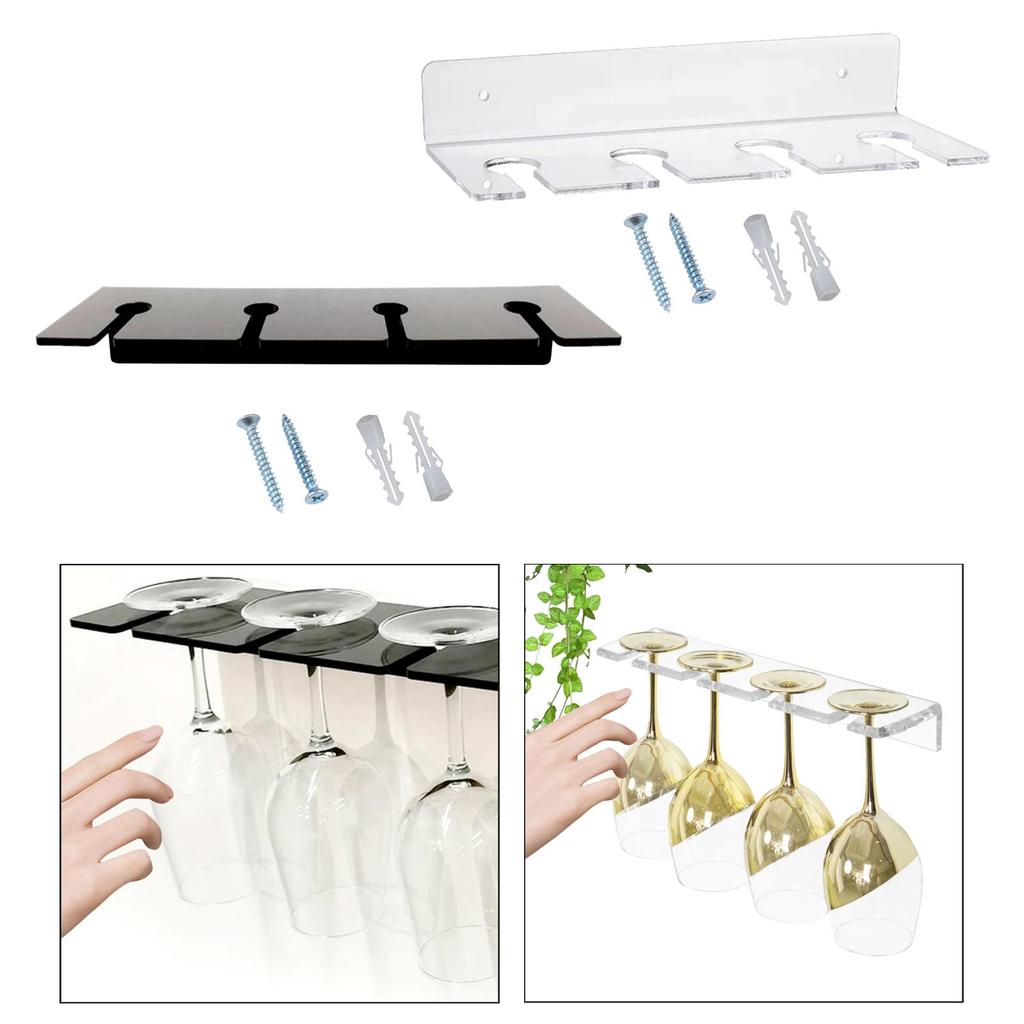 under Cabinet Wine Glasses Holder Easy to Install Cup Rack Hanging Wine Glass Holder Stemware Rack Hanger for Home Restaurant