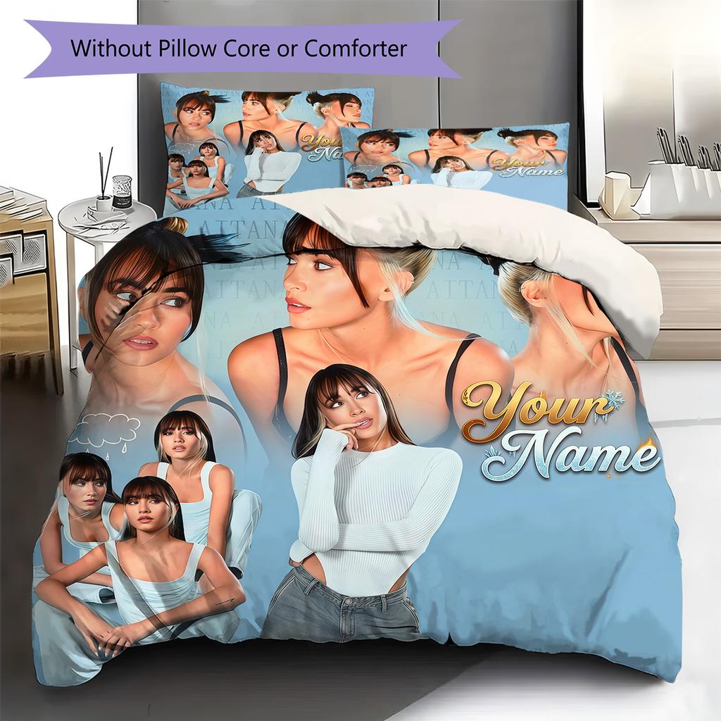 Custom Name Modern Fashion Portrait Bedding,Quilt Set Quilt Cover Pillowcase Home Birthday Gift (1 * duvet cover + 2 * pillowcase, without core)