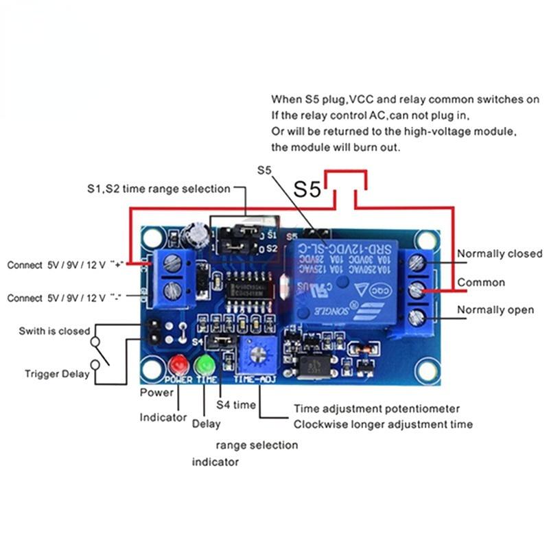 1 шт. DC 12 В модуль реле времени нормально открытое реле задержки времени реле времени переключатель управления регулируемым потенциометром светодиодный индикатор