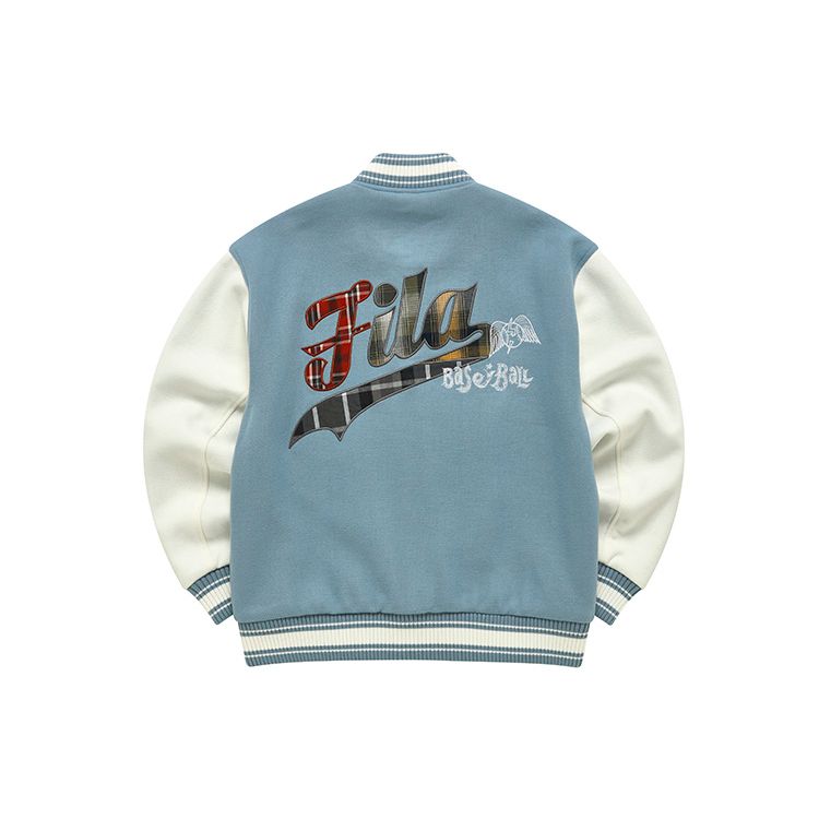 Fila Fusion Женская бейсбольная куртка в полоску с буквами, свободная, вязаная, темно-синяя T11W242702FLB