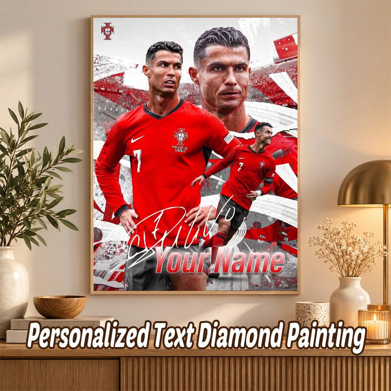 Cristiano Ronaldo Custom Name Text 5D Diamond Painting Kit DIY Full Drill Diamond Art Decoration